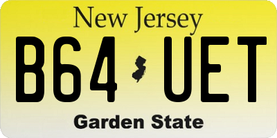 NJ license plate B64UET