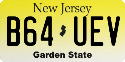 NJ license plate B64UEV