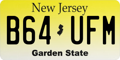 NJ license plate B64UFM