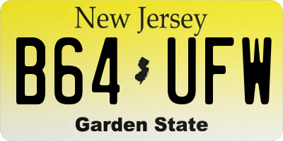 NJ license plate B64UFW