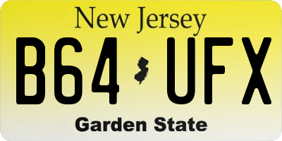 NJ license plate B64UFX