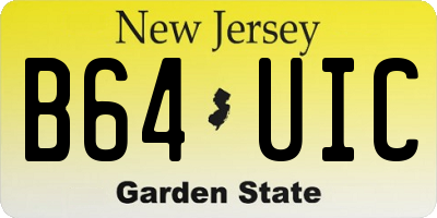 NJ license plate B64UIC
