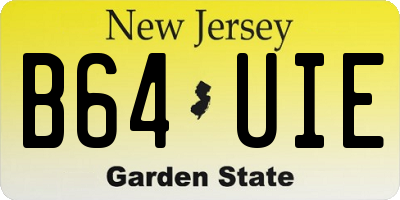 NJ license plate B64UIE