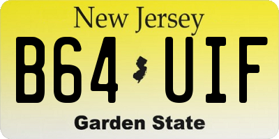 NJ license plate B64UIF