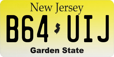 NJ license plate B64UIJ