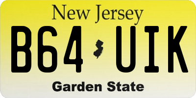 NJ license plate B64UIK