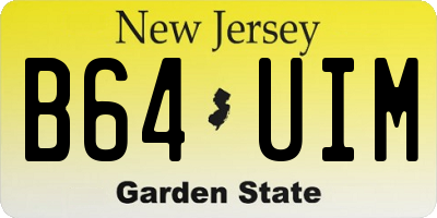 NJ license plate B64UIM