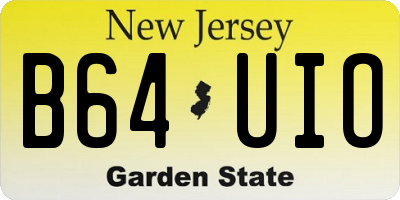 NJ license plate B64UIO