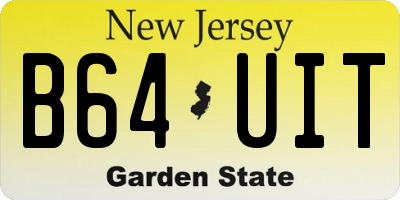 NJ license plate B64UIT