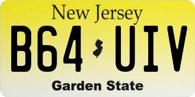 NJ license plate B64UIV