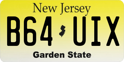 NJ license plate B64UIX