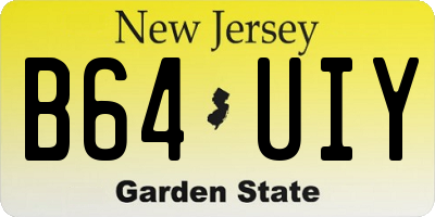 NJ license plate B64UIY