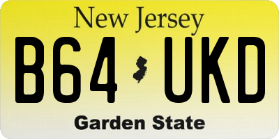 NJ license plate B64UKD