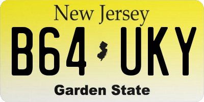 NJ license plate B64UKY