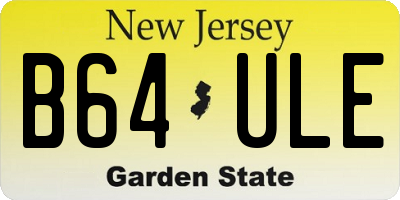 NJ license plate B64ULE