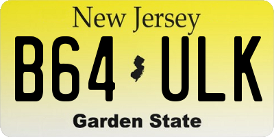 NJ license plate B64ULK