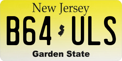 NJ license plate B64ULS