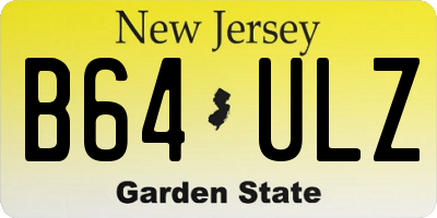 NJ license plate B64ULZ
