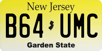 NJ license plate B64UMC