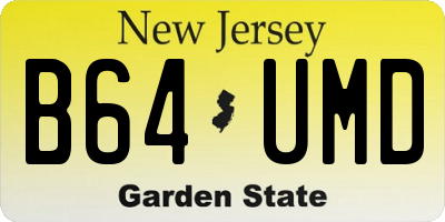 NJ license plate B64UMD