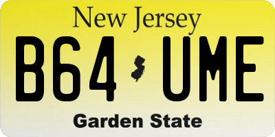 NJ license plate B64UME