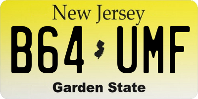 NJ license plate B64UMF