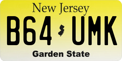 NJ license plate B64UMK