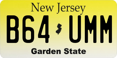 NJ license plate B64UMM