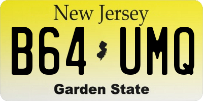 NJ license plate B64UMQ