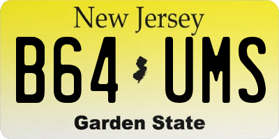 NJ license plate B64UMS