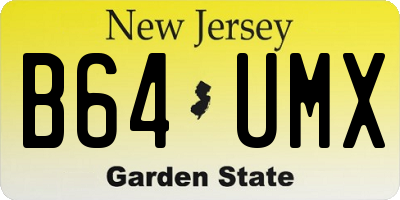 NJ license plate B64UMX