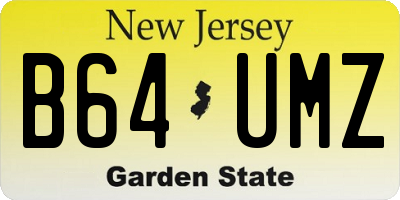 NJ license plate B64UMZ