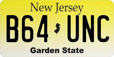 NJ license plate B64UNC