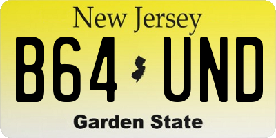 NJ license plate B64UND