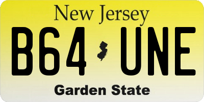 NJ license plate B64UNE