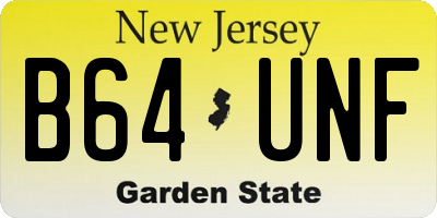 NJ license plate B64UNF