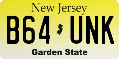 NJ license plate B64UNK