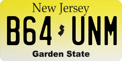 NJ license plate B64UNM