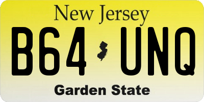 NJ license plate B64UNQ