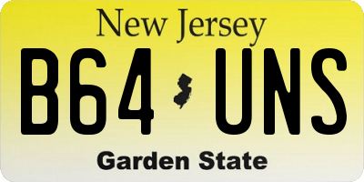 NJ license plate B64UNS