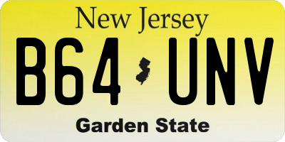 NJ license plate B64UNV