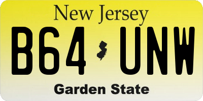 NJ license plate B64UNW