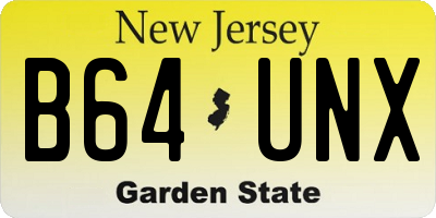 NJ license plate B64UNX