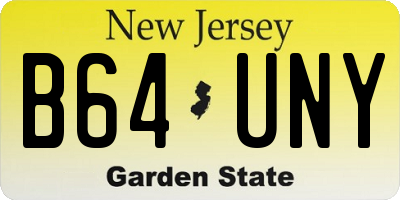 NJ license plate B64UNY