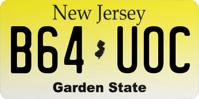 NJ license plate B64UOC