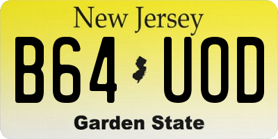 NJ license plate B64UOD