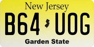 NJ license plate B64UOG