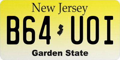NJ license plate B64UOI