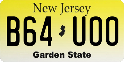 NJ license plate B64UOO