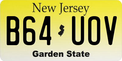 NJ license plate B64UOV